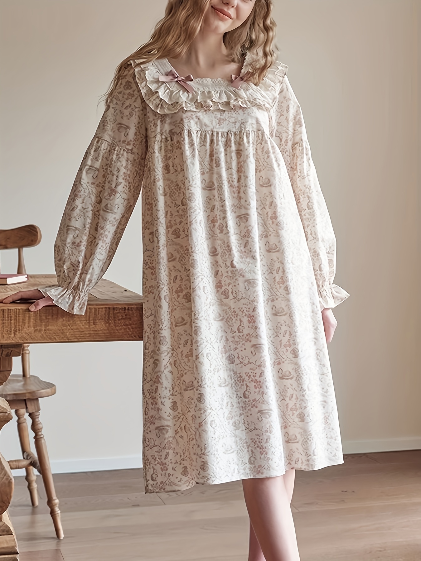 Vestidos Camison Tipo Camisa Mujer Camisón Larga Estampado Floral