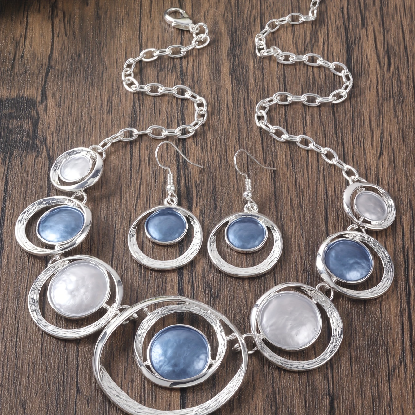 

Elegant Vintage Jewelry Set, Zinc Alloy Concentric Circle Design, Women's Fashion Necklace & Earrings Set, Versatile Daily Wear, Retro Unique Original Gift For Parties