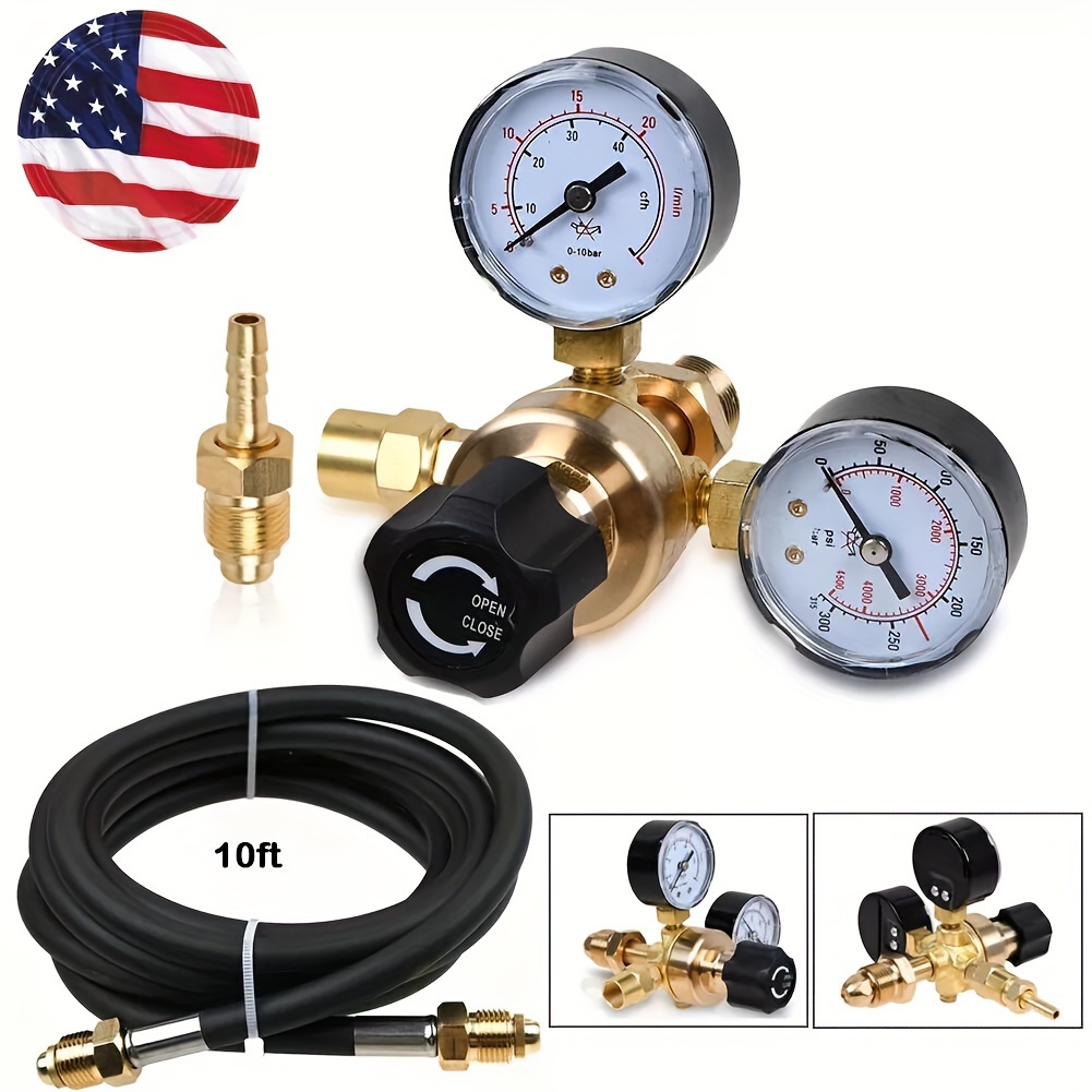 TEMU Co2 Fit For Mig Tig Flow Meter Welding Regulator Welder Gauge Gas Hose - Mig/tig Gas Hose For Industrial & Lab Use, Pressure Reducer, Gas Hose, Accurate Gas