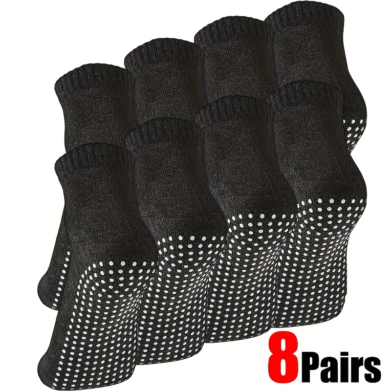 E-shop 8 Paar Herren Kurze Socken in Unifarben mit Silikon Anti-Rutsch Sohle, geeignet für Yoga, Freizeit zu Hause und Outdoor-Sportarten - ein