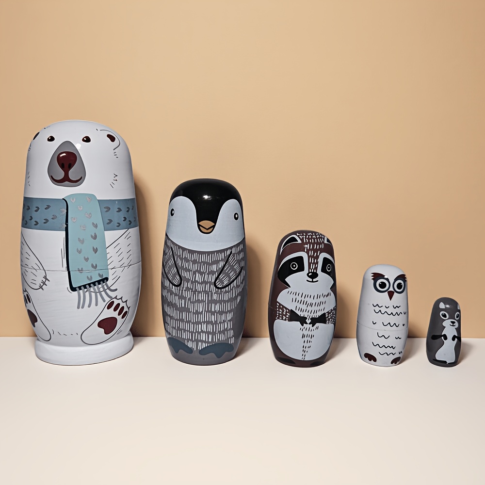 Image of 5-layer Exquisite Handcrafted Wooden Nesting Dolls, Educational Toy, Christmas And Halloween Gift, Room & Living Room Decoration, Best For Christmas