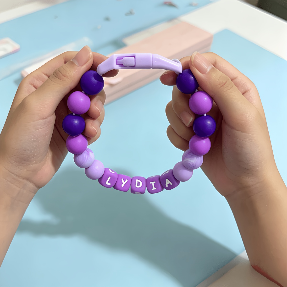 Purple Gradient Customizable Dog Necklace with Silicone Beads