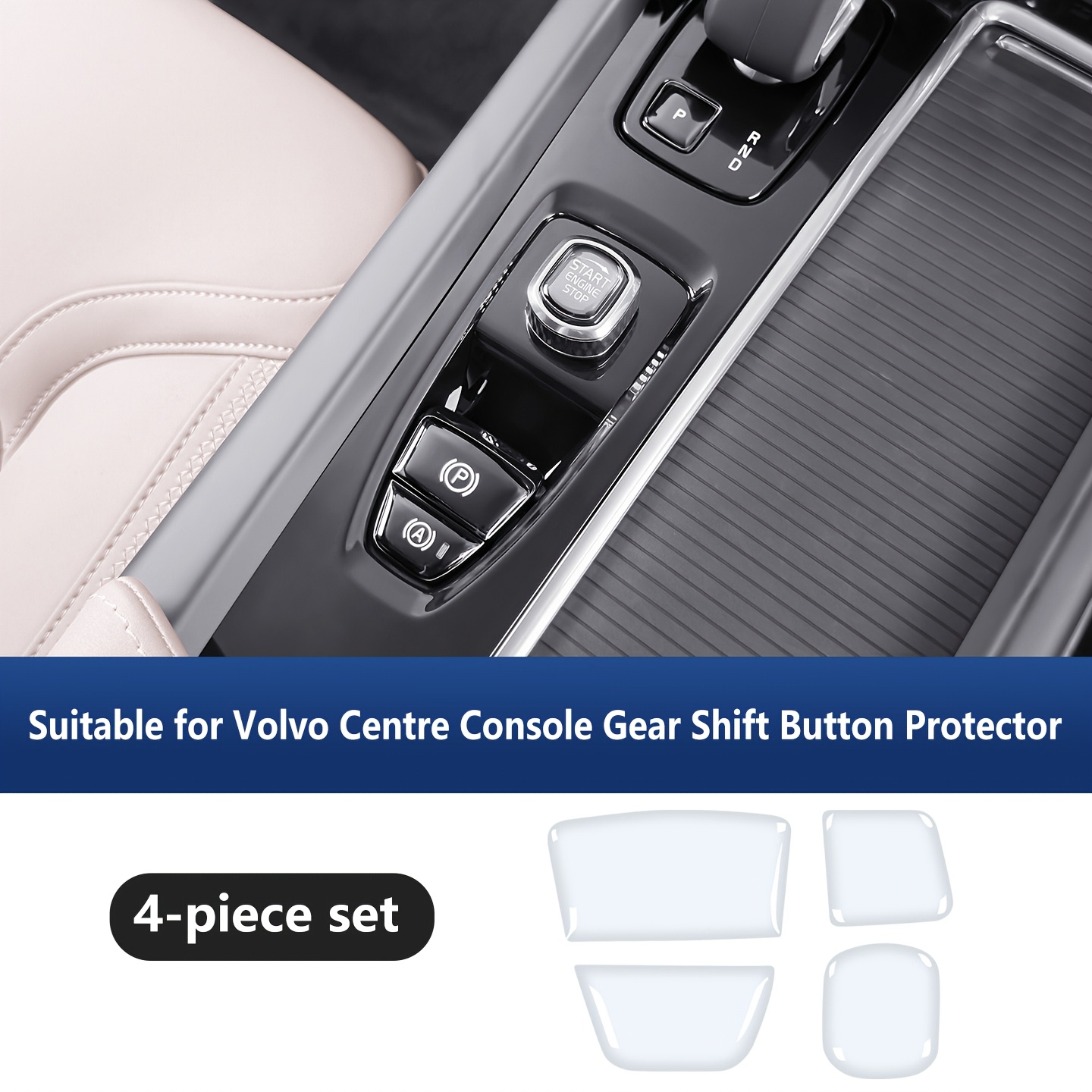 Image of 4pcs Set Of Protective Covers For Crystal Gear Shift And Parking Buttons | Scratch-resistant Transparent Stickers, Keeping Your And P-gear Buttons In Condition (suitable For //s60/s90/v90)