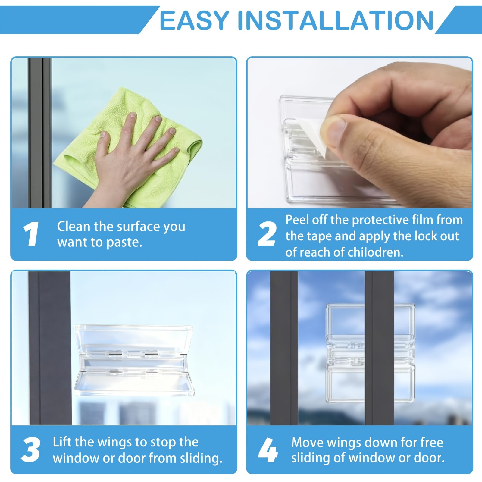 Sliding Door Lock for Glass Doors & Windows, Easy Installation