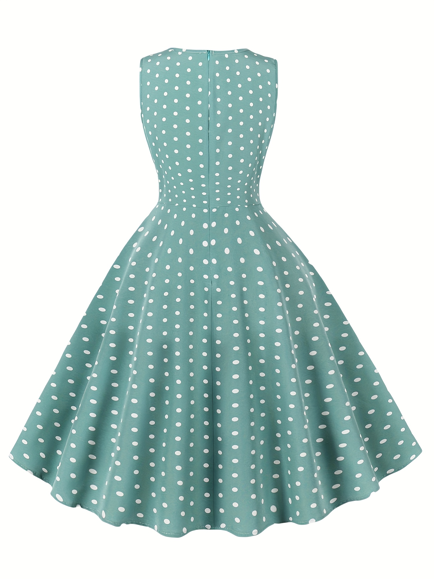 elegant summer sleeveless round neck polka dot print a line - Temu United  Arab Emirates