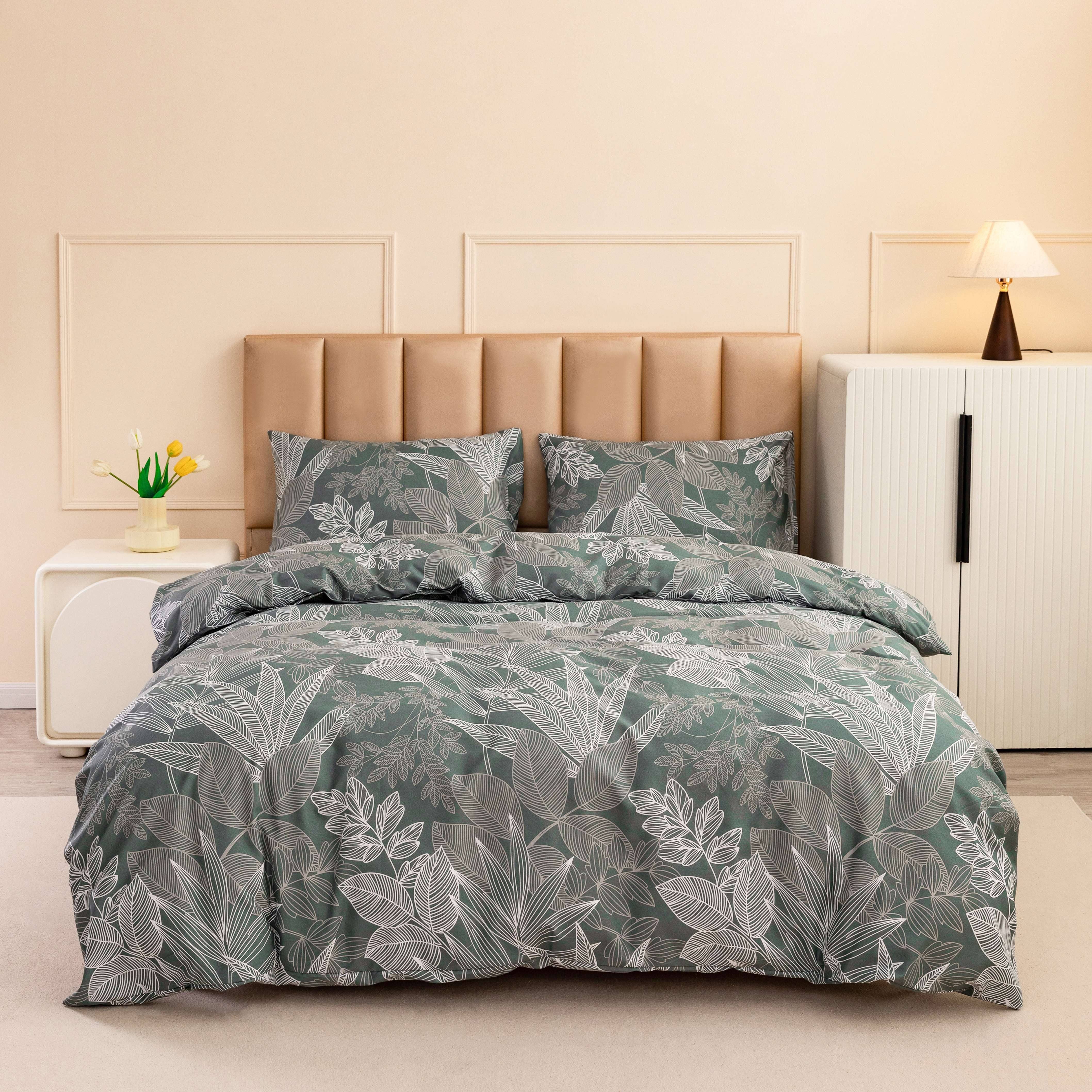 3pcs Printed Maple Leaf Breathable Duvet Cover Set (no Sheet, No Filling)