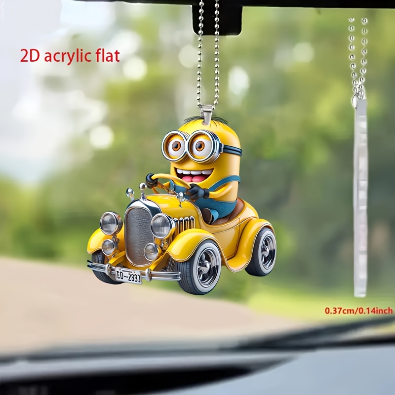 

Minions Car - 2d Hanging , For Purses & Christmas Tree Decorations,