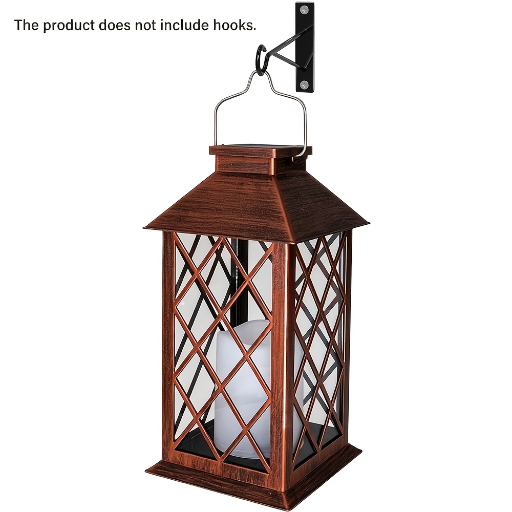 TEMU Farolillos solares de exterior, luces solares colgantes con velas LED parpadeantes sin llama, farolillos colgantes decorativos para jardín,