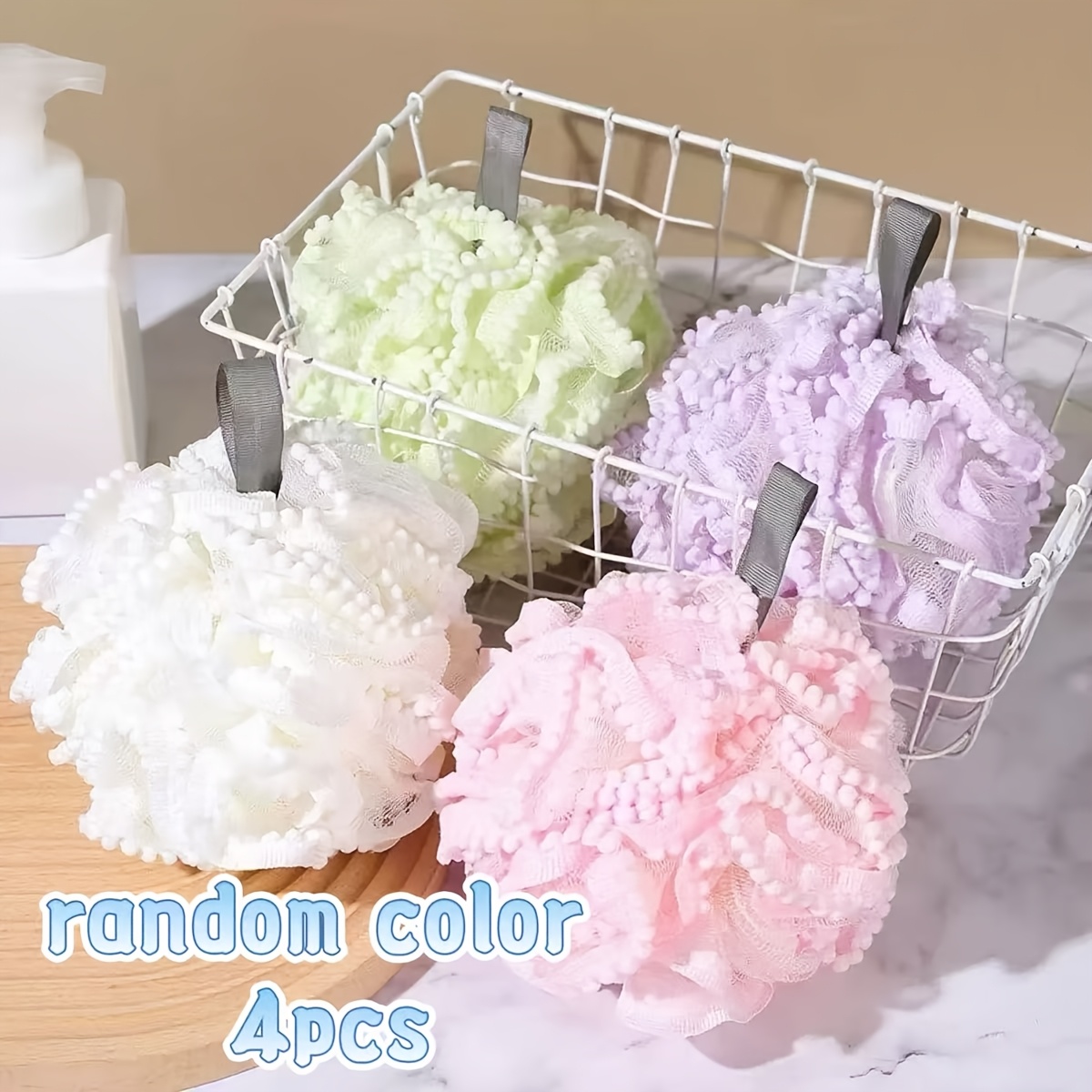 TEMU Éponge de bain mignonne, petite boule d'éponge aux couleurs aléatoires, fournitures de salle de bain exfoliantes pour , convient , pour de bain