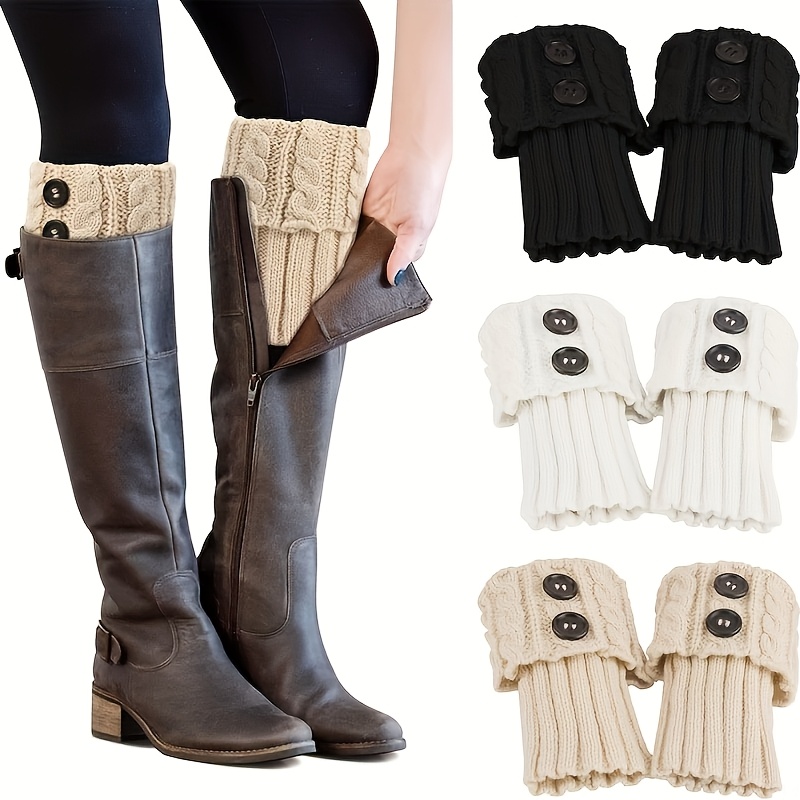 

Women's Boot Cuffs Cable Knit Crochet Leg Warmers Socks Winter Warm Short Boot Toppers Socks