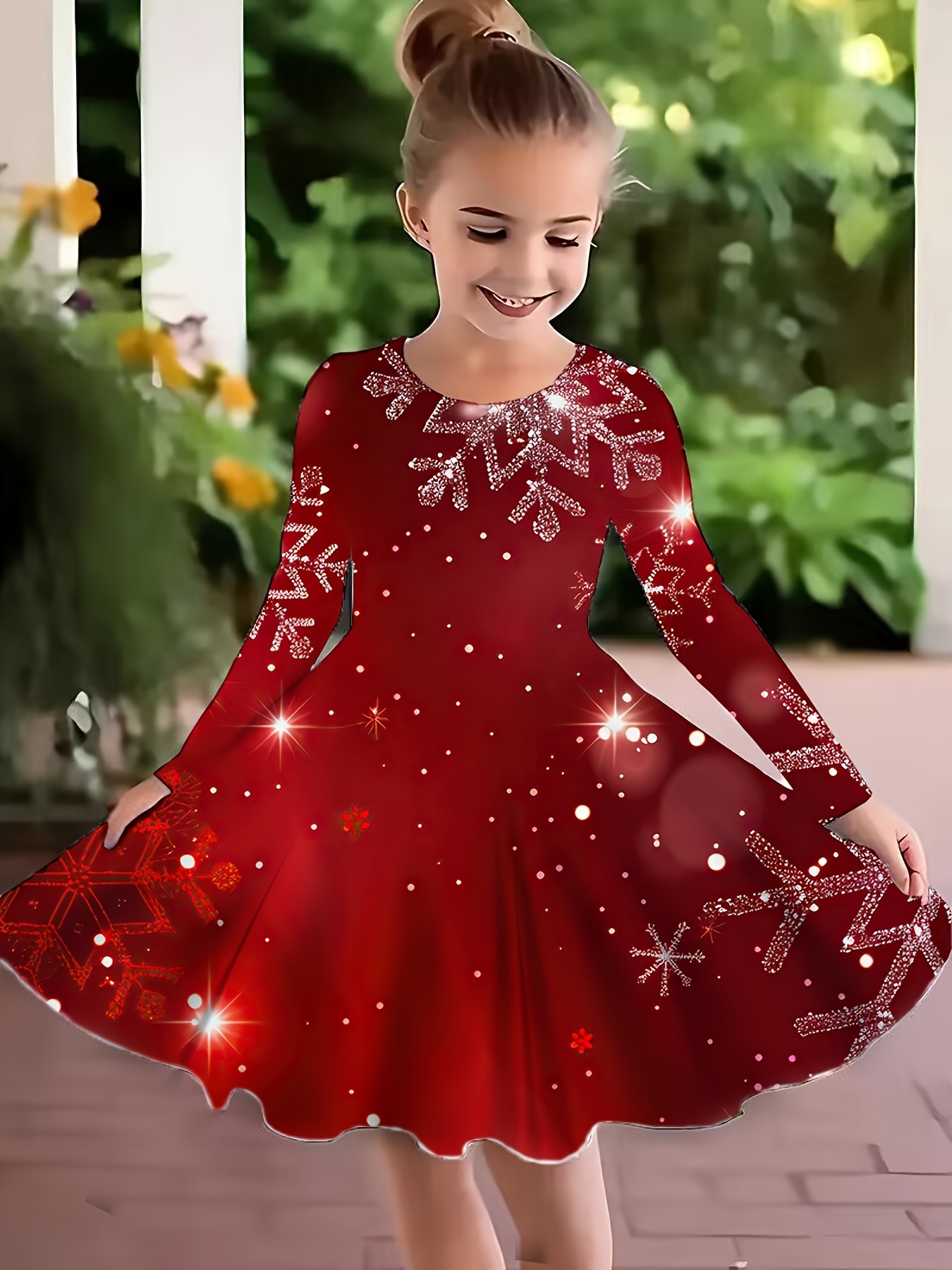 Speechless Long Sleeve Christmas Dresses For Girls Girls' Christmas Swing  Dress With Santa & Snowman Print - Long Sleeve Party Dress For Ages 5-13  Cherokee Long Sleeve Christmas Dresses For Girls