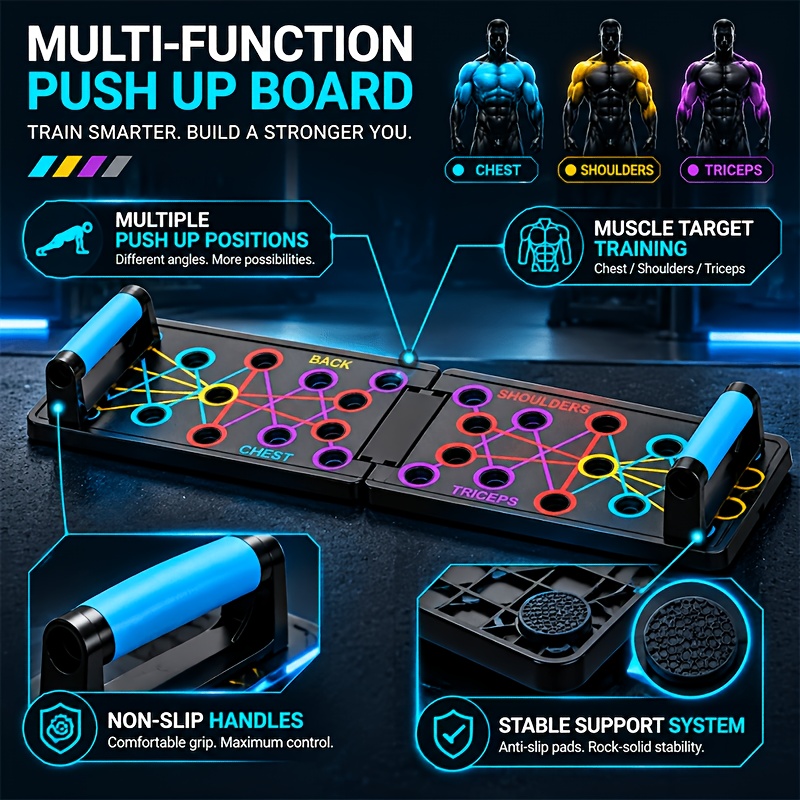 TEMU 1 planche de push-up multifonctionnelle, planche de push-up pliable et portable, équipement d'entraînement à domicile, pour l'exercice des