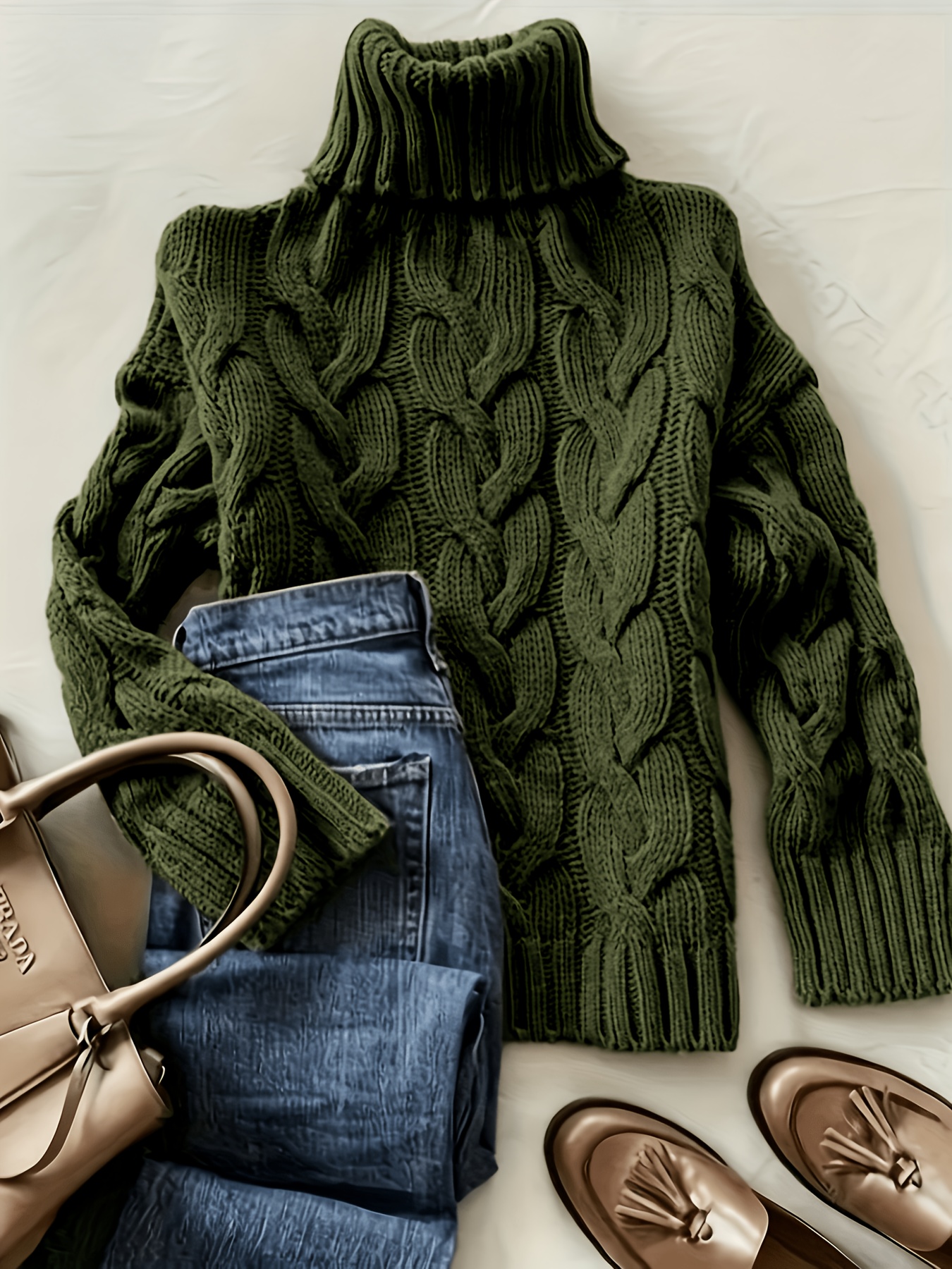 code womens autumn winter style premium elegant retro jacquard high neck sweater women