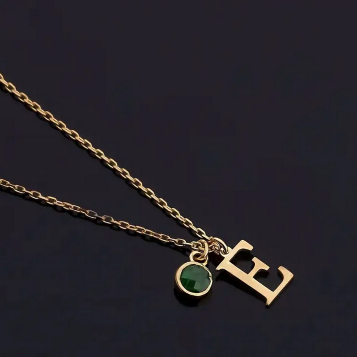 Women's 18K Gold-Plated Custom Letter & Birthstone Pendant Necklace