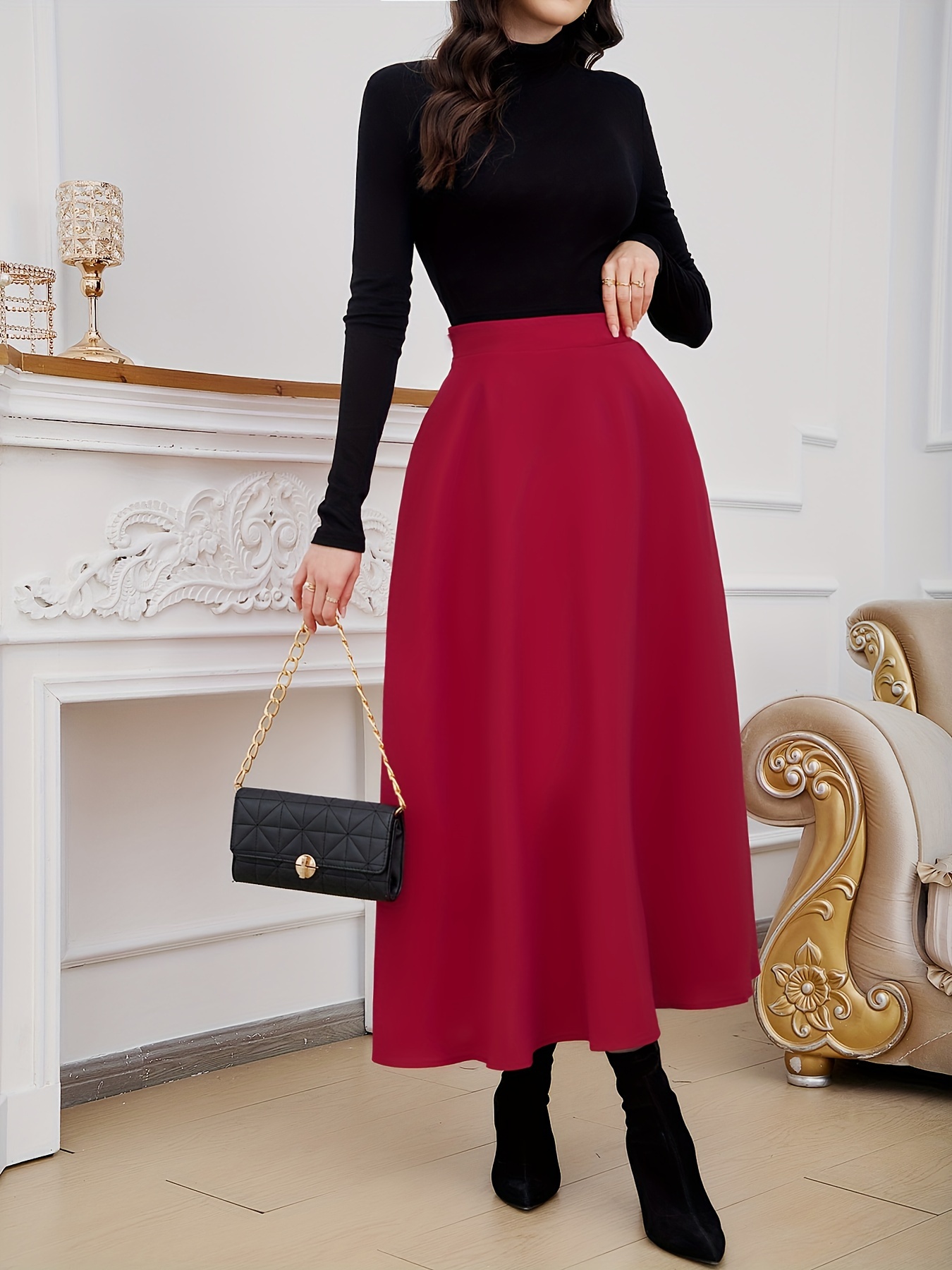 High waist draped outlet maxi skirt