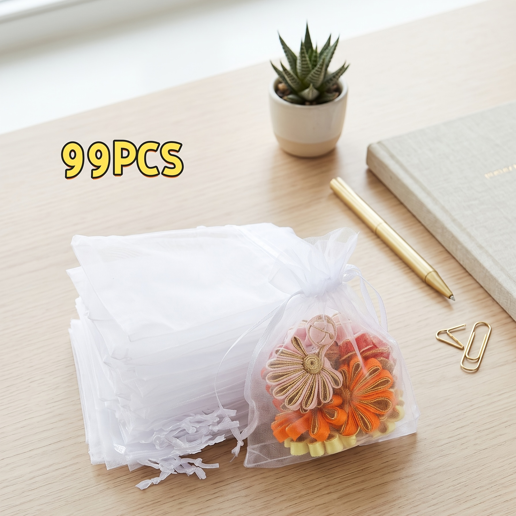 TEMU Sacchetti regalo in organza con coulisse 99 pezzi 7x9, adatti per confezioni regalo di tutte le feste