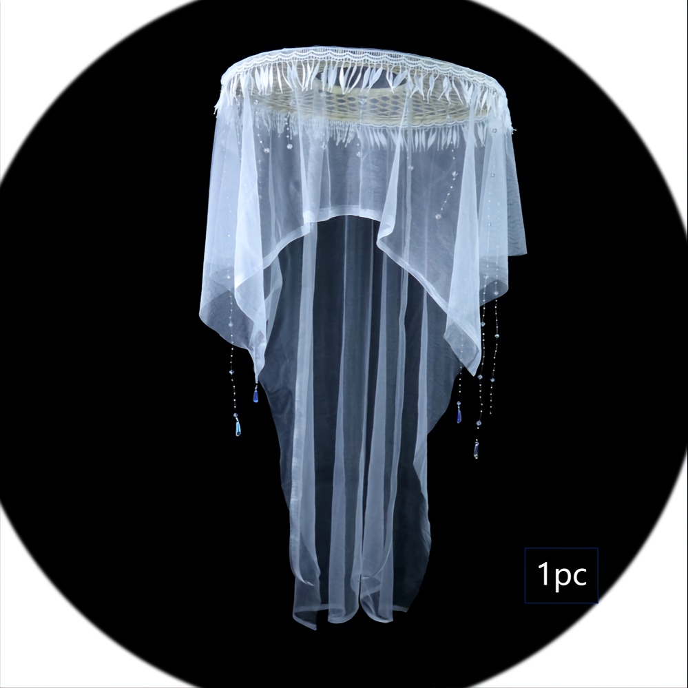 1pc elegant transparent hanfu veil hat with beaded tassels traditional chinese style women s face covering for stage performances parties photo shoots cultural event attire beaded tassel detail delicate design