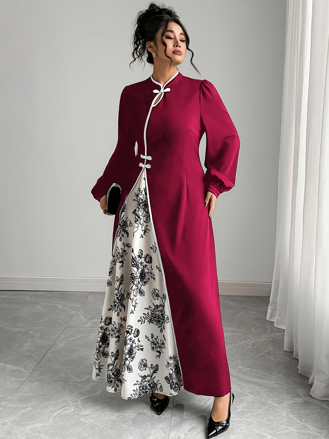 knee length dresses for ladies Elise Oriental Elegant Midi Dress – Jin Hayari main image 0