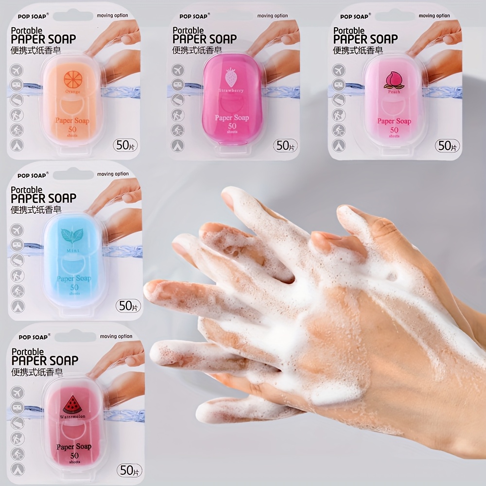   portable paper soap sheets for outdoor travel disposable hands cleansing leaves on the go compact travel   paper details 1