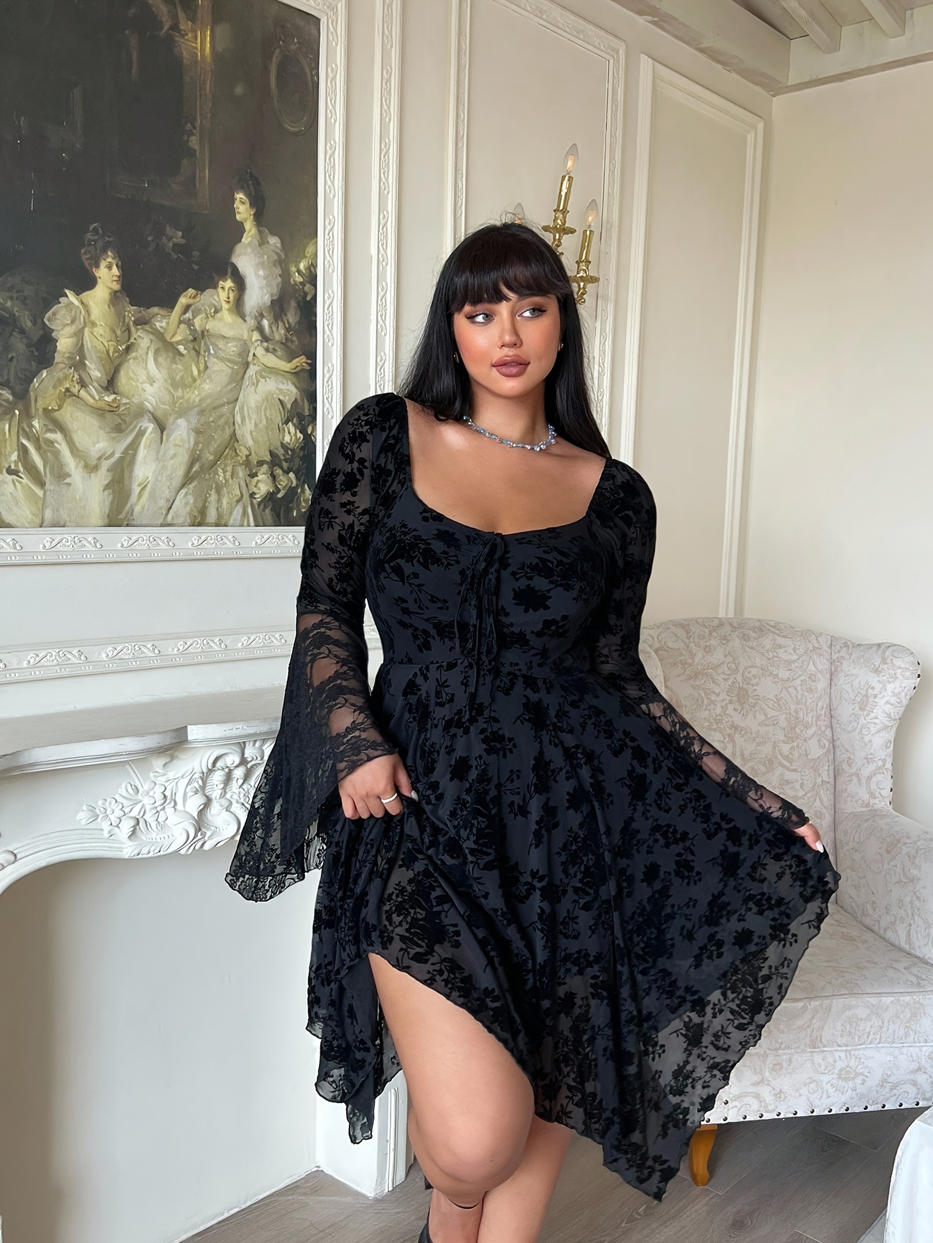 champagne bridesmaid dress long sleeve Champagne Chiffon Bridesmaid Dress A-Line Floor-Length main image 1