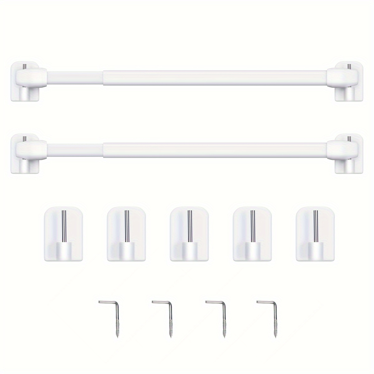 

2pcs Small Curtain Rods, Retractable Door Curtain Rods Adjustable Coffee Rods, 4pcs 7-shaped Screws And 5pcs Adhesive Plastic Support Stands