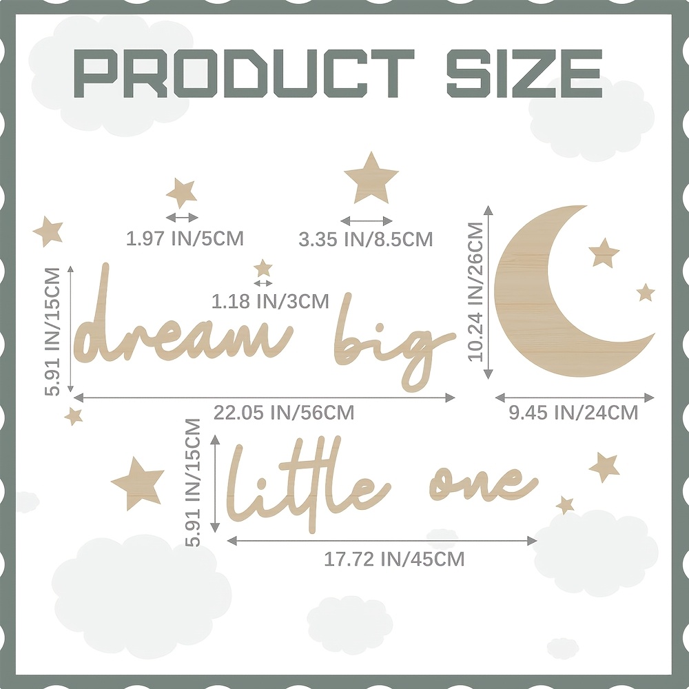Image of Little 1 Sign, Dream Wall Decor, For Nursery Wooden Script For Nursery Above Crib Room Office Home Wall Shower Party Decorations