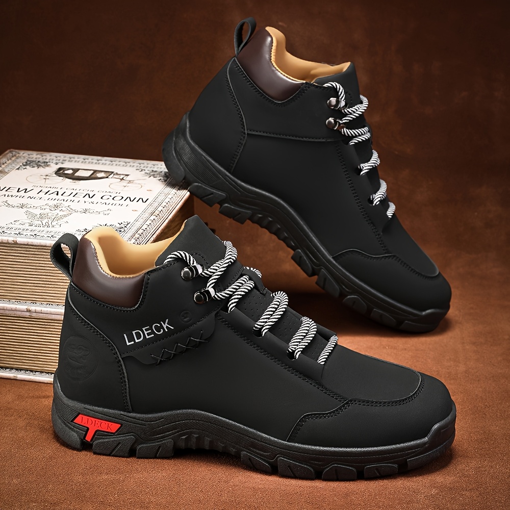 mens stylish high top outdoor walking boots durable non slip casual lace up with rugged tread for hiking casual attire       boots   boots boots hiking boots Product details 6