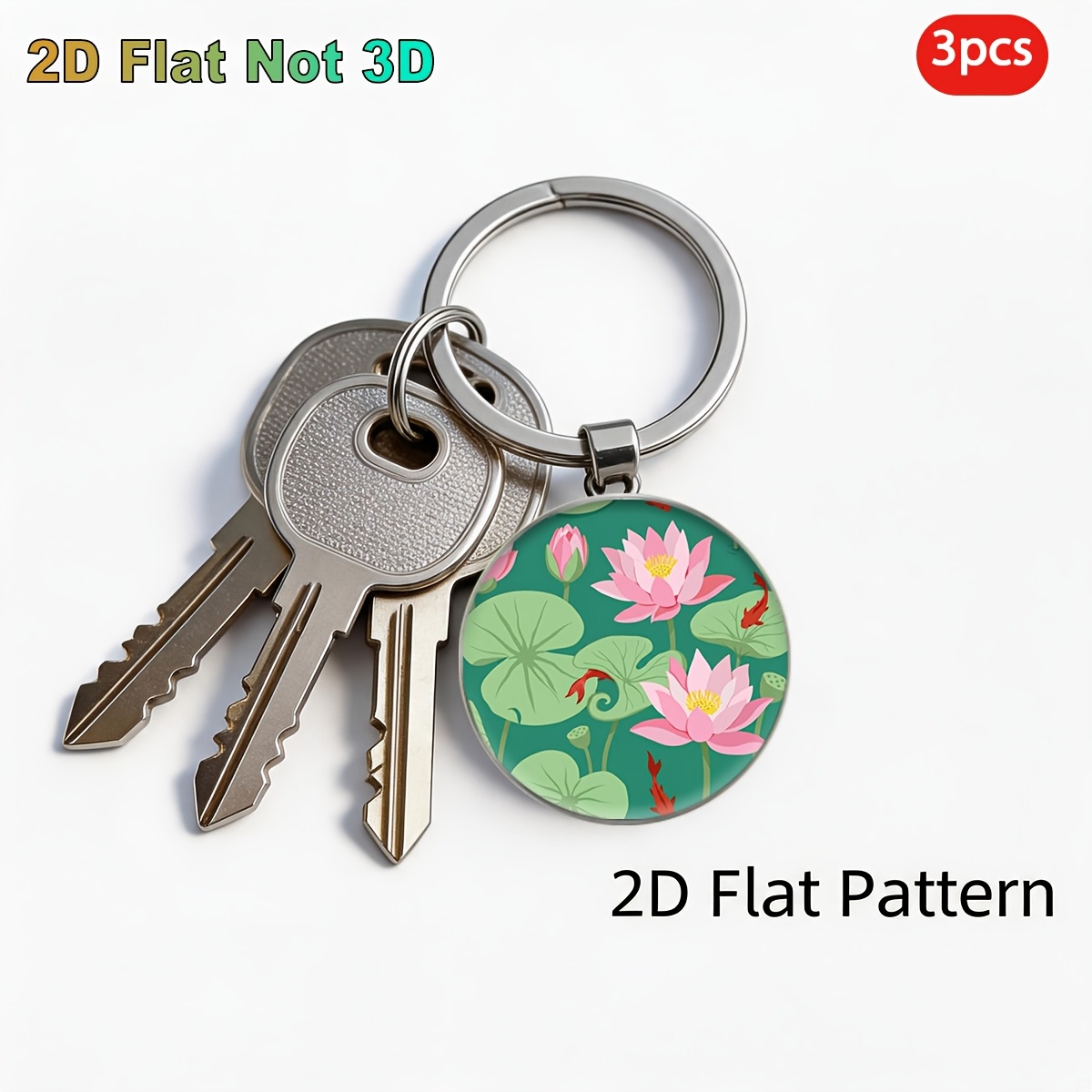 3pcs Koi in Lotus Pond Keychain Set