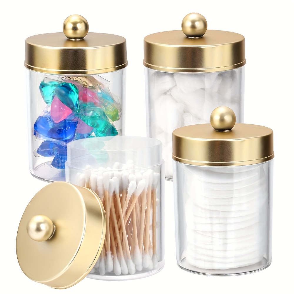 12 Acryl-Apothekergläser Mit Deckel – 3 Größen, Transparent, Für Watte, Q-Tips & Mehr