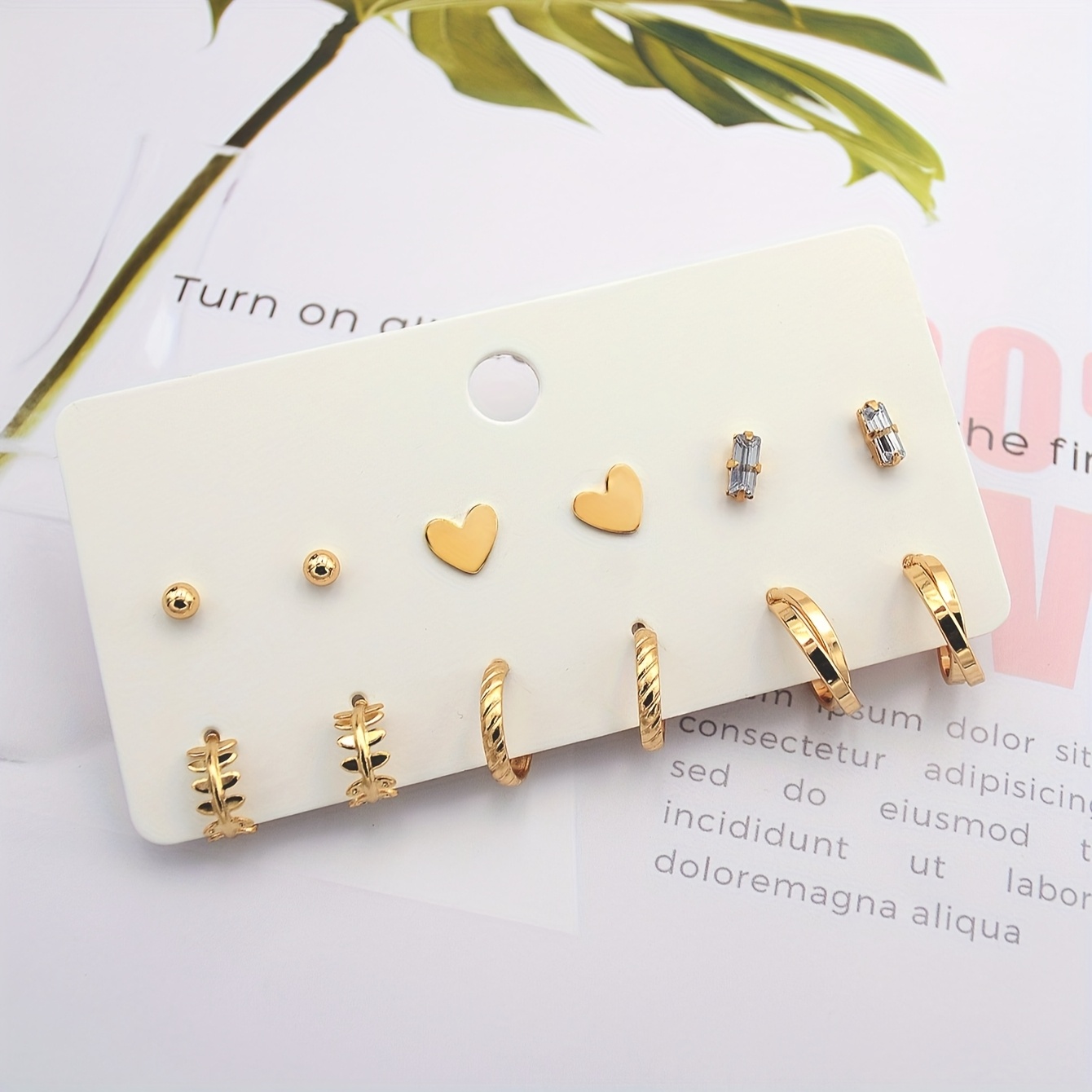 Image of 6-pair Set Of Fashionable, Classic, And Simple Rhinestone Stud And Hoop Earrings, Suitable For Women' Wear, Ramadan Parties, And As Gifts For , Jewelry Accessories