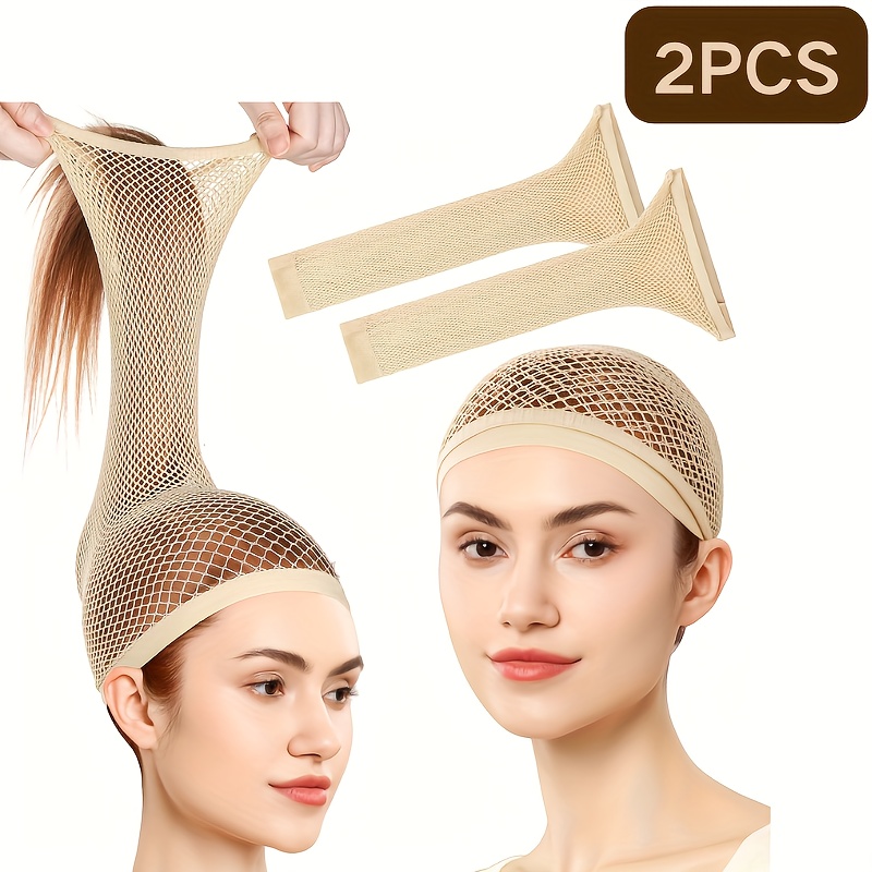 2/9 Wig Caps, Beige Mesh Wig Cap, Closed Wig Net, Unisex, Knitted Hat, Suitable For Halloween, Long And Short Hair, Cosplay Wig Accessories