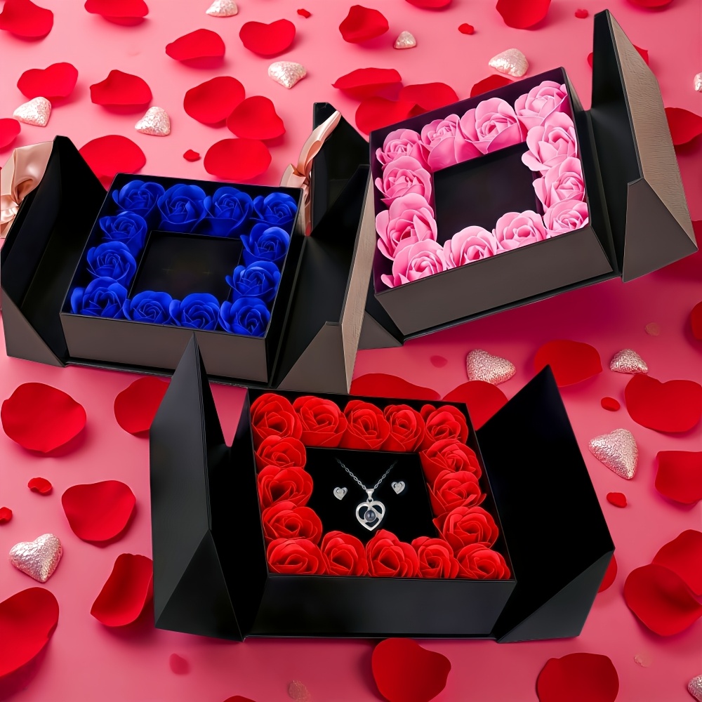 Rose Flower Set with Butterfly Bow, Artificial Eternal Roses