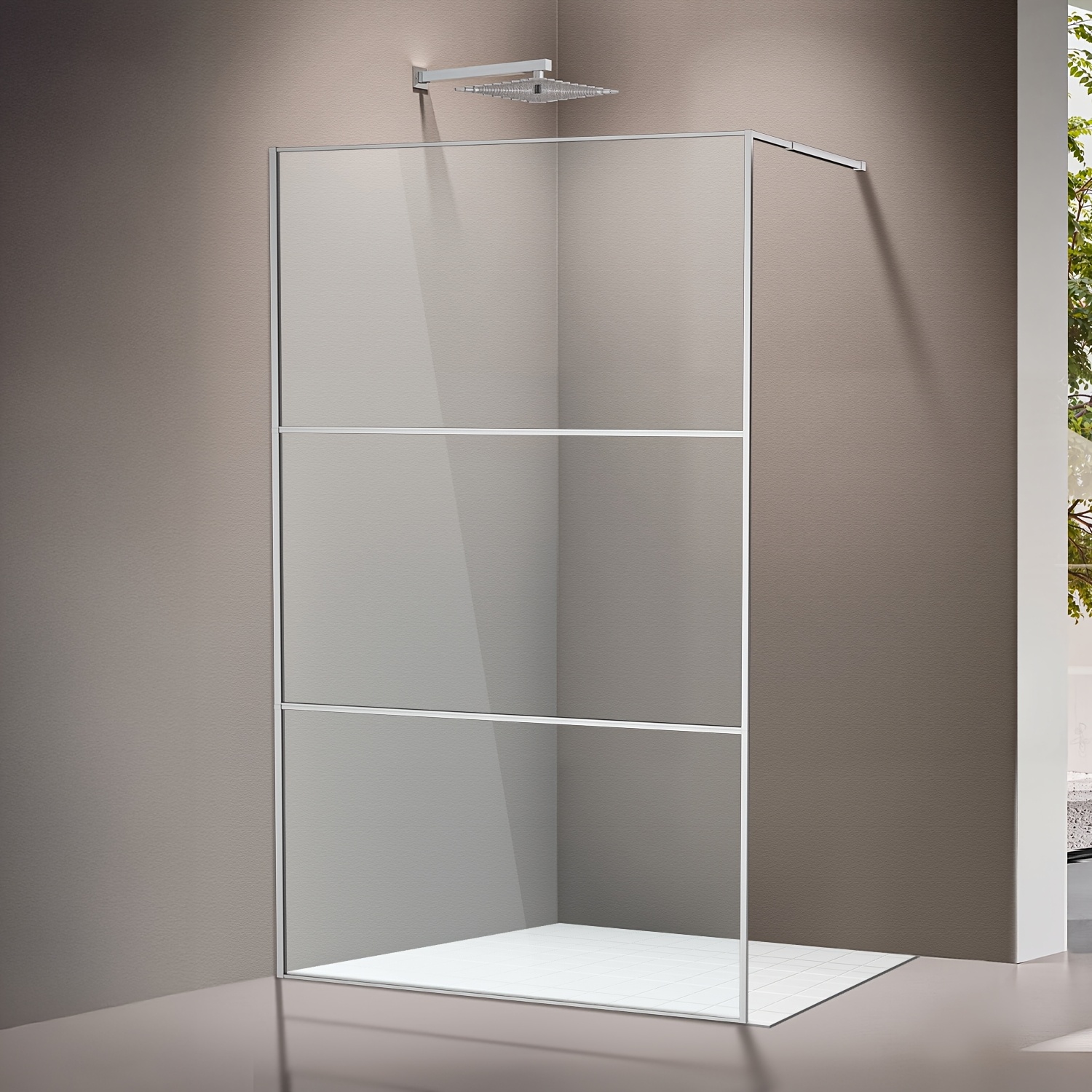 Glass Shower Partition | 120x200cm, Polished Silvery/black Aluminium Frame And Clear Esg Glass | A Soft Visual Division Without Blocking Light; Suitable For Floor-mounted Or Base-mounted Installation
