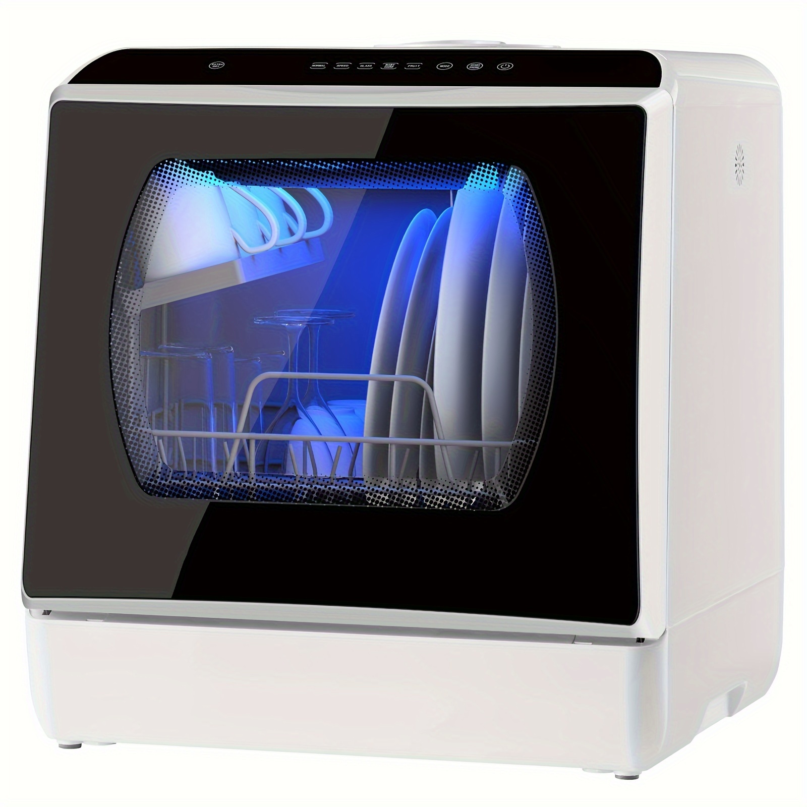 

Christmas Gift : Mini Desktop Dishwasher With 5l Water & Drying Function, 5 Wash Programs, Double Glass & Fruit Cleaning