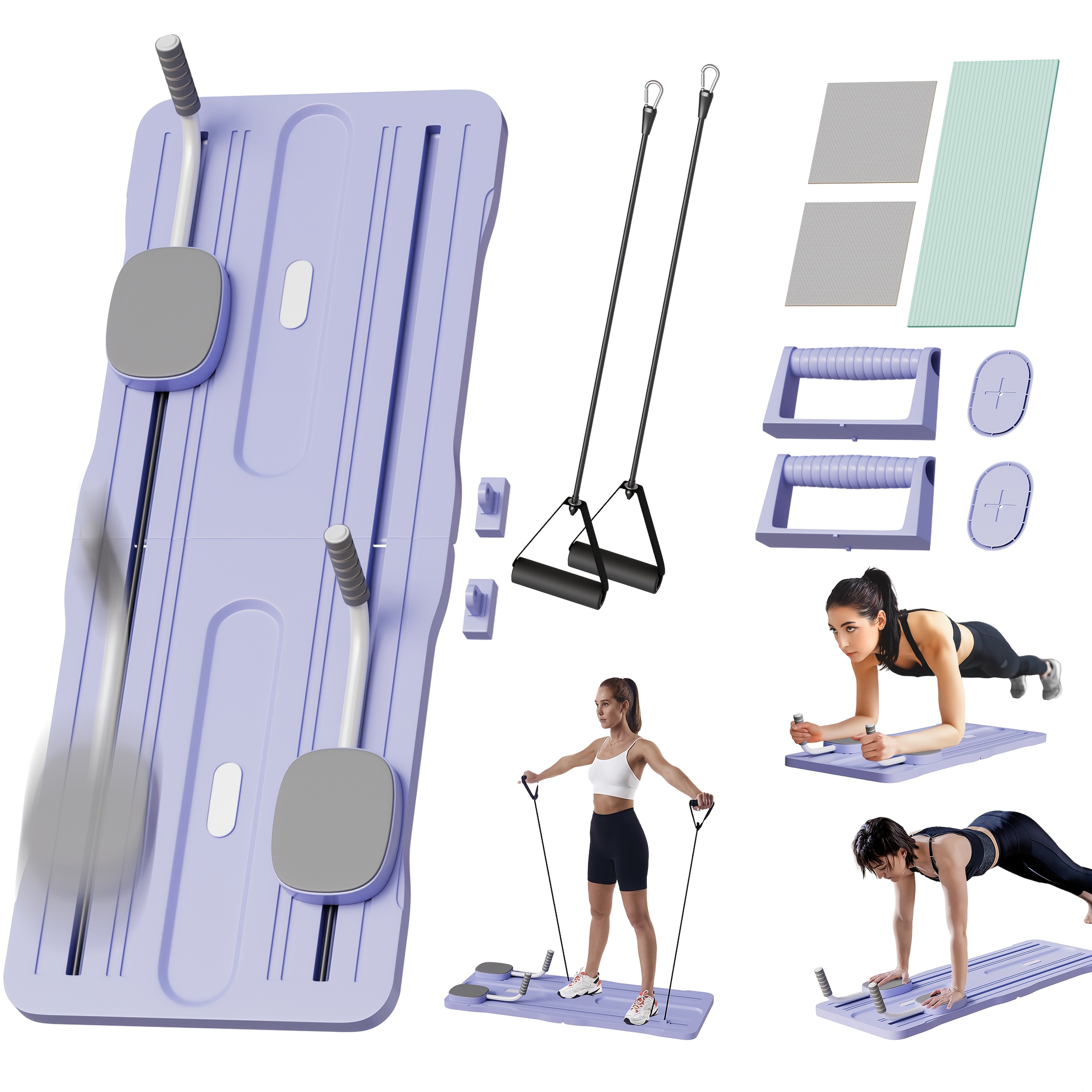 TEMU Multifunctional Pilates Board Workout Set | Foldable Portable Exercise Equipment For Home Fitness, Strength & Stretch - Pilates Reformer