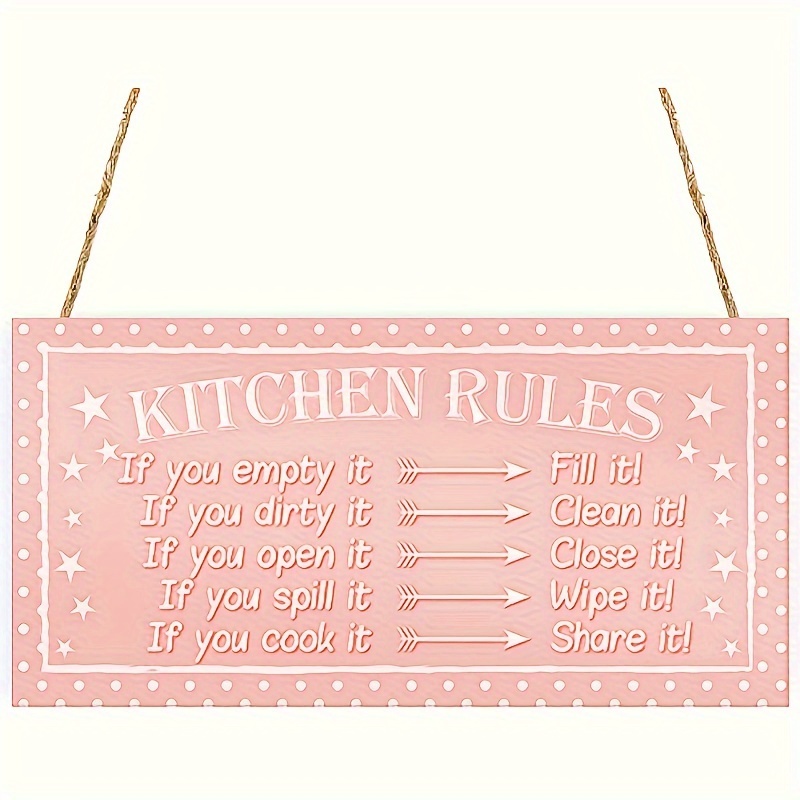 

Funny Kitchen Rules Dot Funny Home Decorative Hanging Plaque Friendship Gift Wall Sign