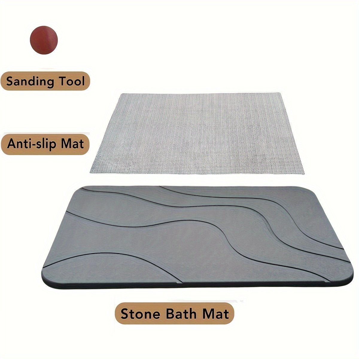 Image of Diatomite Stone Bath Mat, Super Absorbent Quick Drying Bathroom Floor Mat, Anti-slip Bathroom Mat, Bathtub Non Slip Mat, Bathroom Decoration