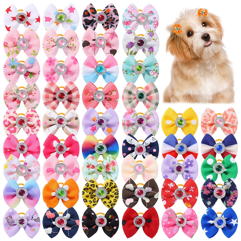 

46pcs Random Pack Dog Small Size Bow Hair Ties Versatile Head Rope