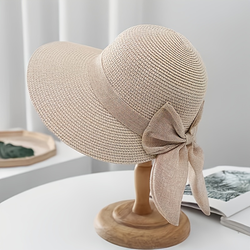 Image of This Fashionable And Straw Hat For Women Features A Wide Brim And A Wind-resistant Cord, Making It Ideal For Outdoor Activities. Perfect For Summer , Beach Trips, And Shielding From The Sun