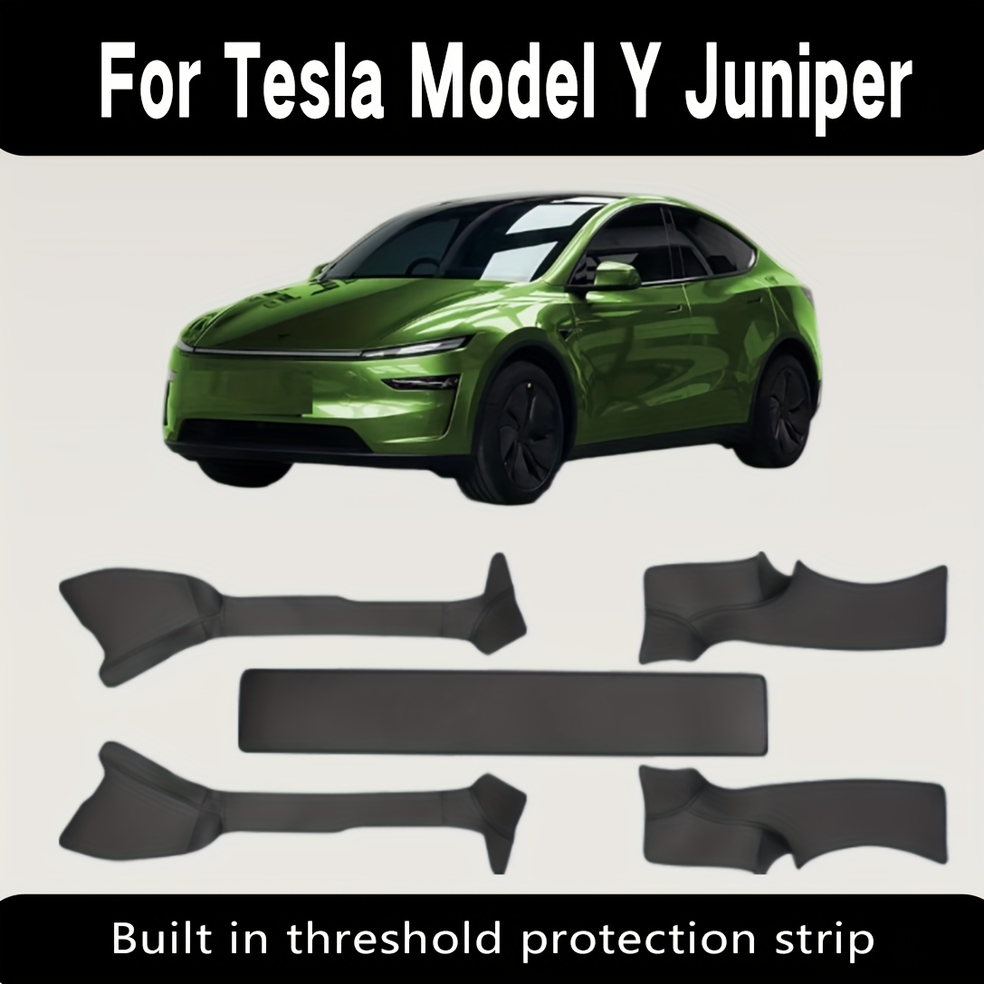 TEMU Special Faux Leather Protective Cover For 2025, Featuring A Multi-area Protection Combination - Interior -resistant, 5pcs Threshold Kick Mat Set