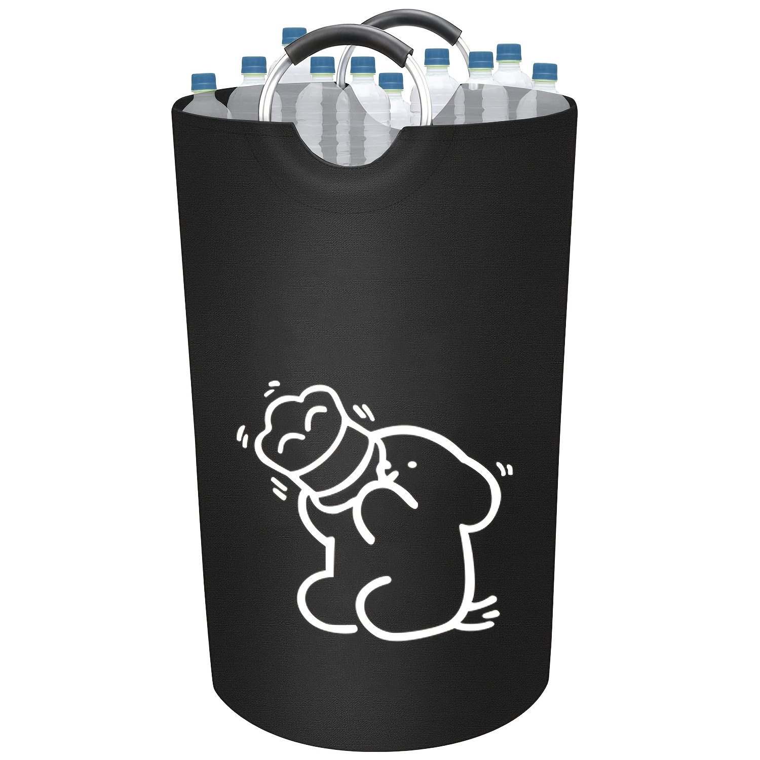 Image of Tavaler 70 Foldable Storage Bin With Lid & Suitable For Kitchen, Bathroom, Balcony Trash Can, Collapsible Container, Space-saving Oxford Fabric Bin For Bottles, Cylindrical For Use