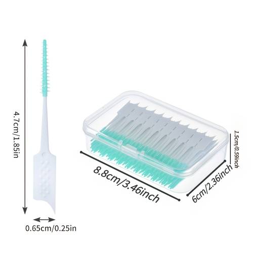 100pcs mint flavored interdental toothbrushes soft gel mini dental flossers for plaque removal formaldehyde free oral hygiene brushes with ergonomic handles travel friendly for home on the go use dental cleaning tools formaldehydefree material plaque removal tool hygienic design gums daily oral care