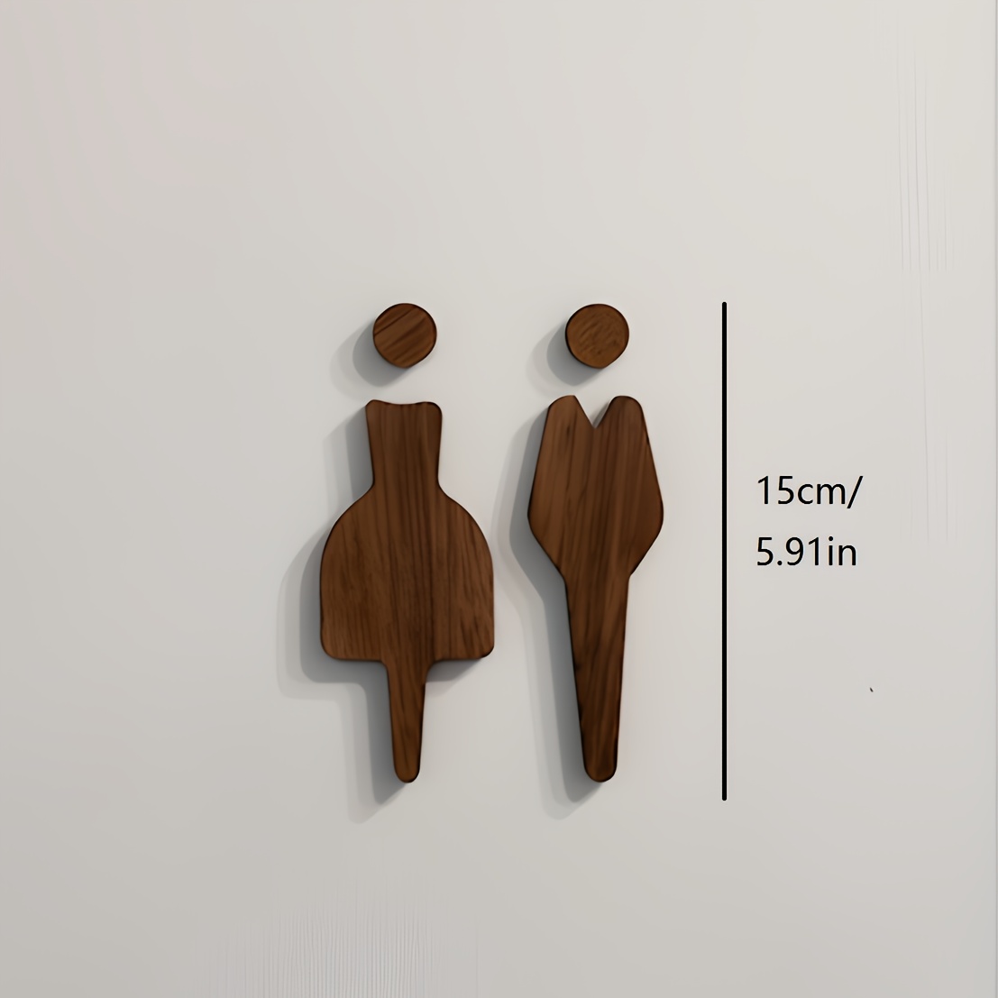 TEMU 2d Flat, Modern Minimalist Luxury Restroom Door Sign Suitable For Home Use - Artificial Wood Wc Sign With Male/female Icons, Bathroom Decor For