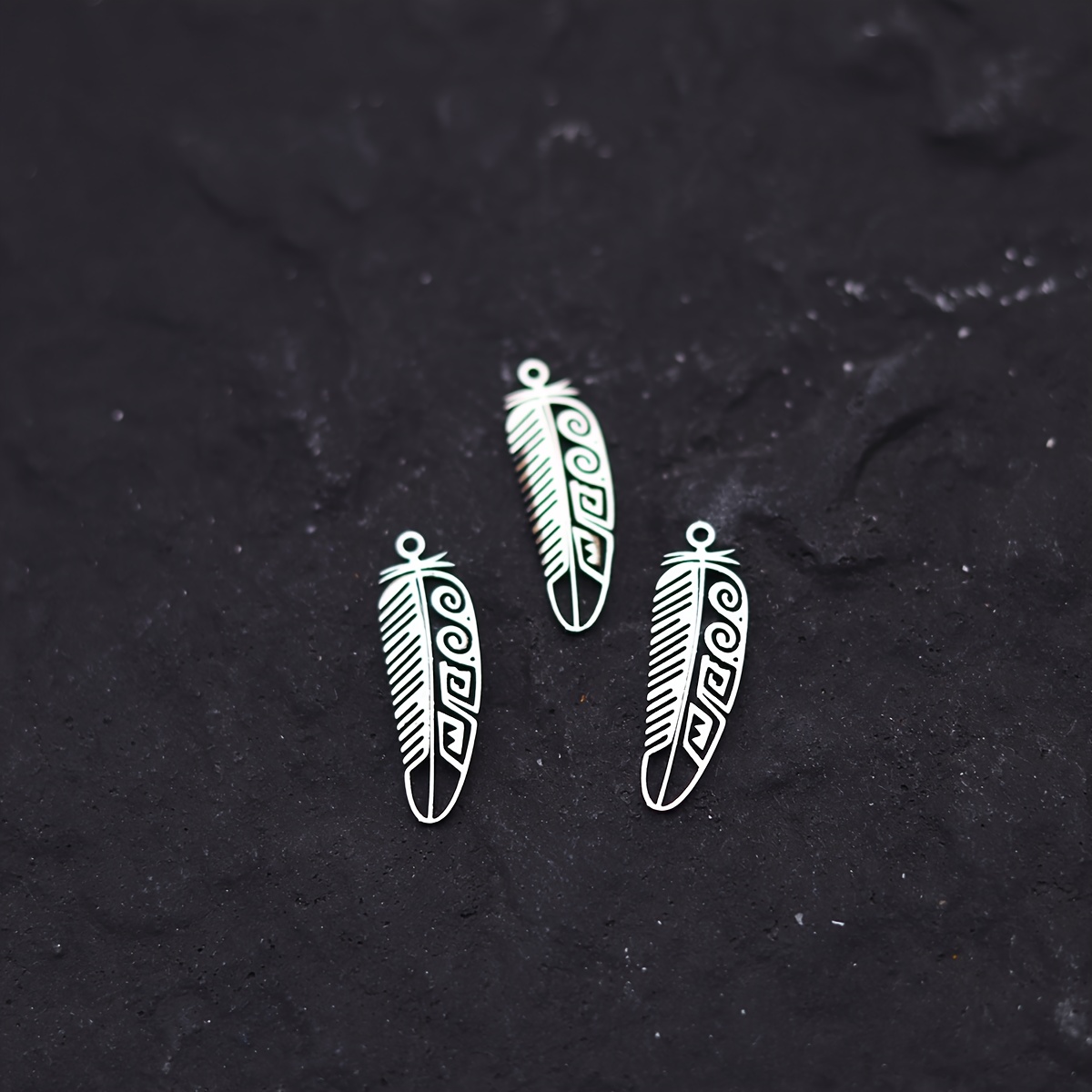 TEMU 3pcs Pendentif Bohème Vintage en Acier Inoxydable avec Plume pour la Création de Bijoux, et Bracelets Tendance