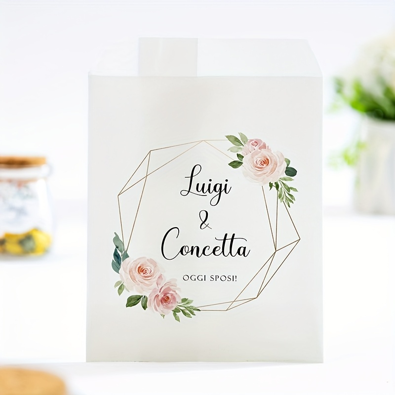TEMU 25 Sacchetti Regalo Personalizzati per Matrimoni, Eleganti Sacchetti /Marrone, Sacchetti Decorativi per Feste, Personalizzabili per
