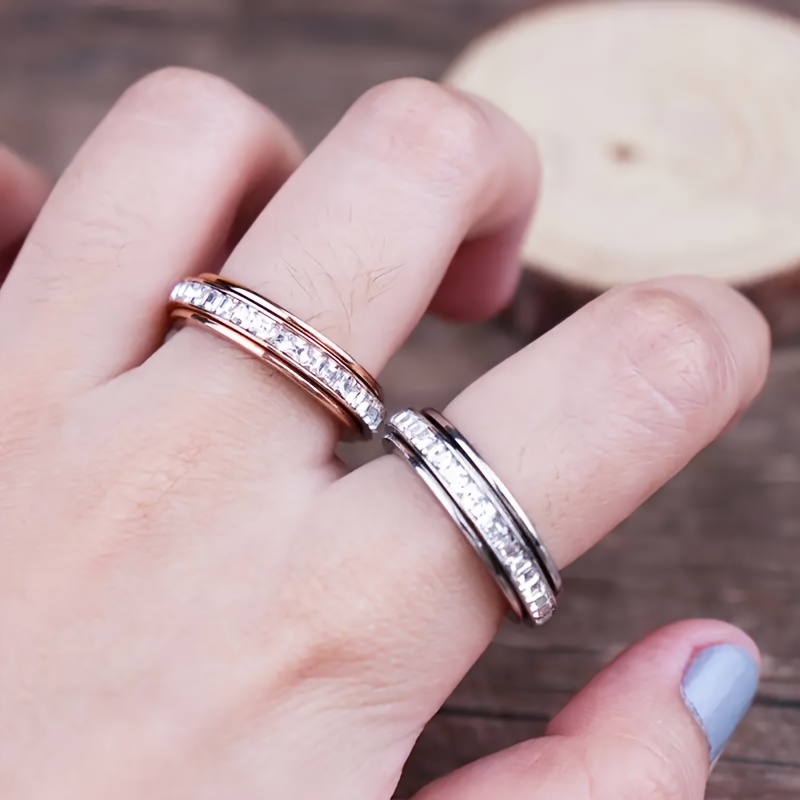 3pcs/set women s fashionable decompression rotating stainless steel ring, rotatable, decompression, meditation ring, suitable for daily wear, banquets, parties, festivals, birthdays, weddings, anniversaries, gifts, souvenirs, high quality rings for women, art deco rings for women, rotating finger ring, daily wear rings, multi-piece fashion rings, decompression rotating ring, geometric jewelry, art  , high quality stainless steel, gift-grade   Product details 2