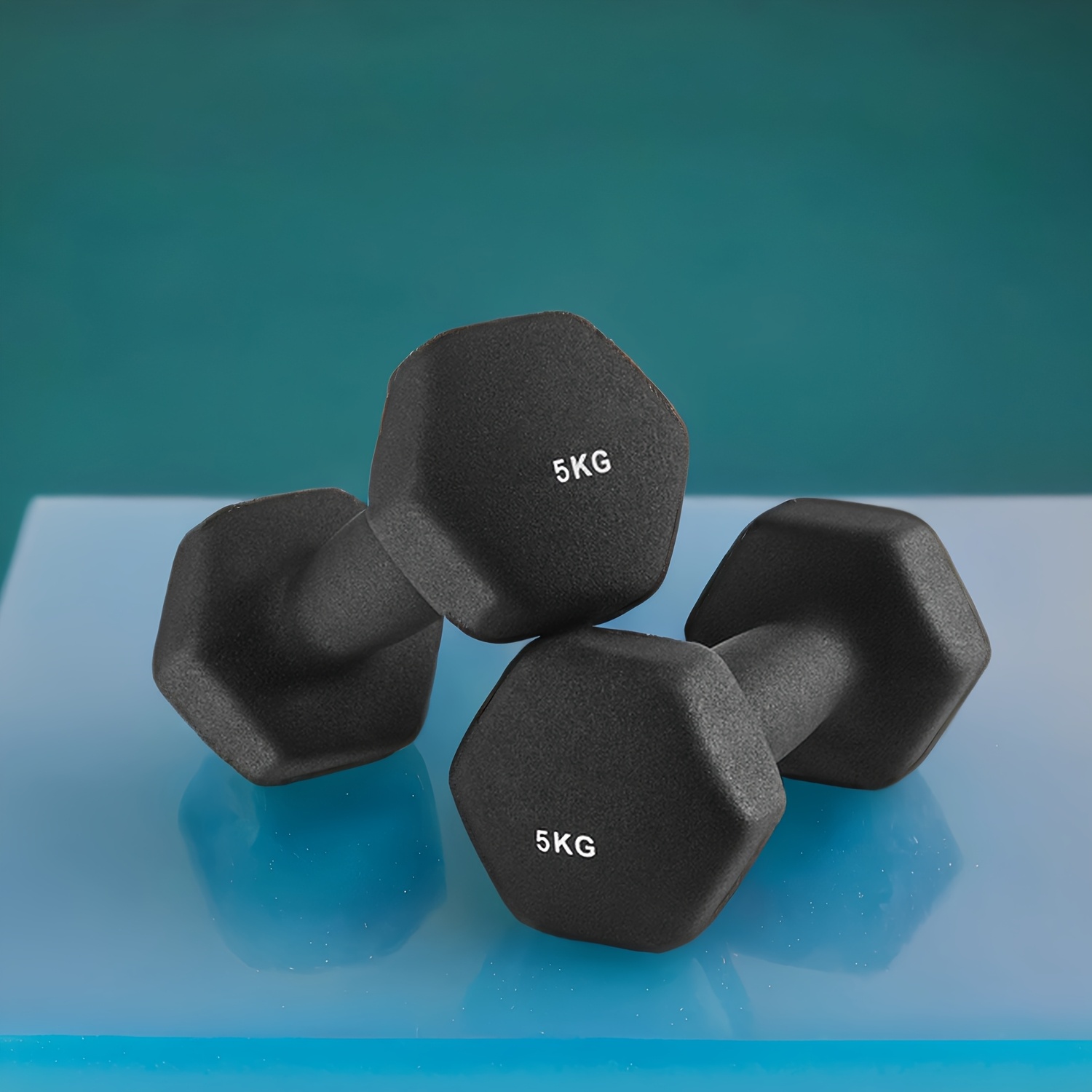 Dumbbells, Set Of 2, 2 X 5kg, Dumbbell Set, Short Dumbbells, Hexagon, Strength Training, Workout, For Home