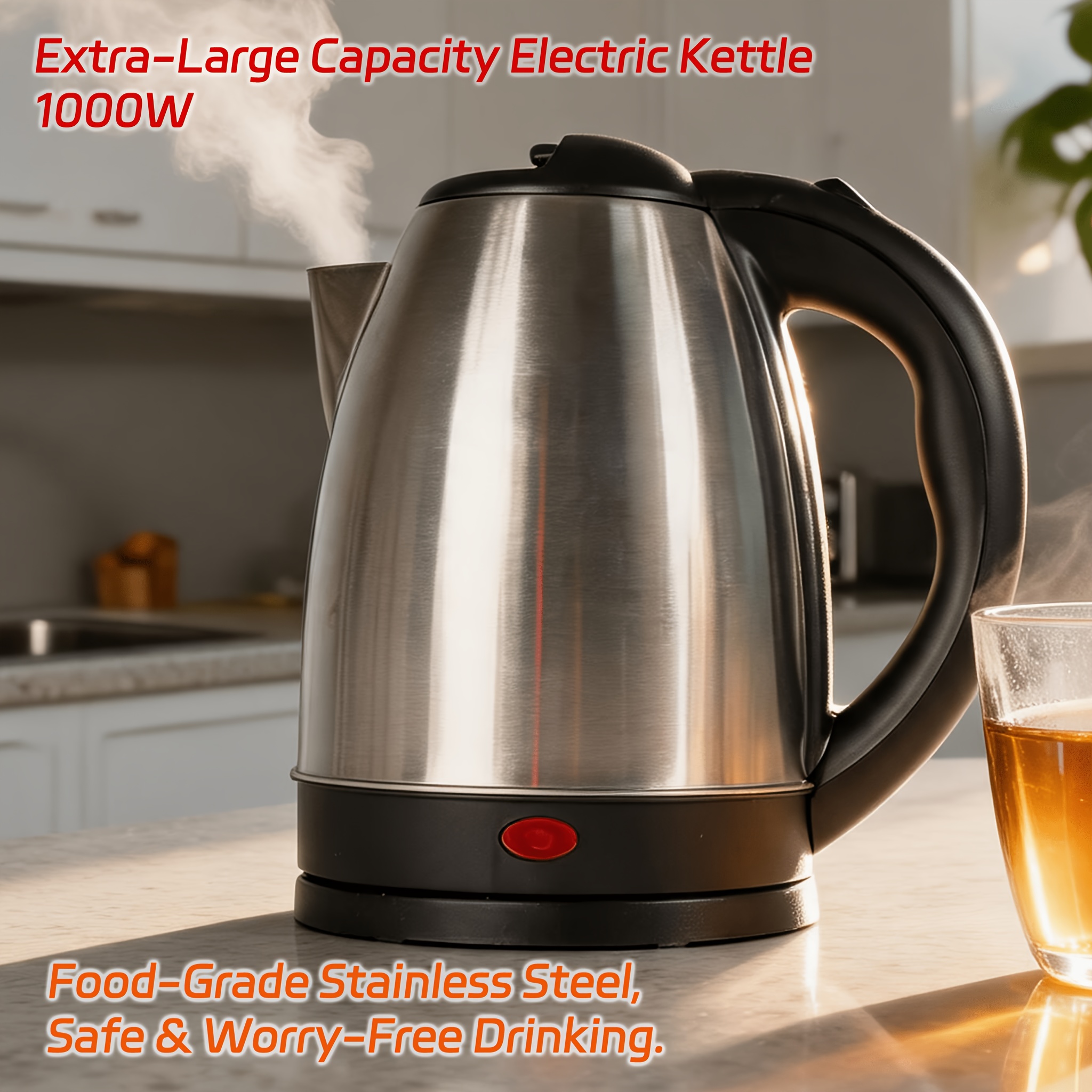 TEMU 2l Large-capacity Stainless Steel Electric Kettle Food-grade Kettle, Household Electric Kettle, Essential Kitchen Appliance For The Home