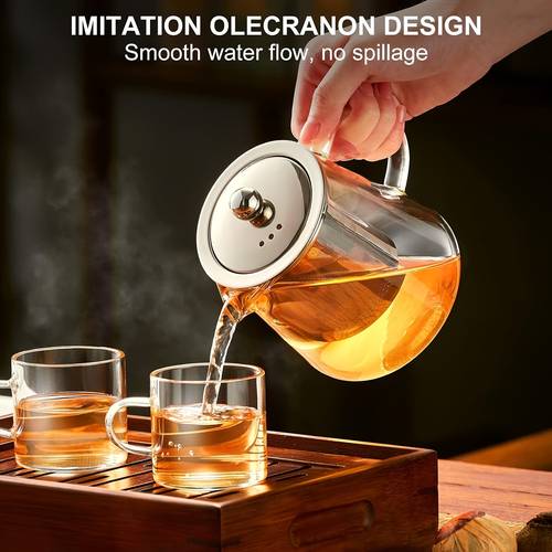 glass teapot clear teapot for home use with detachable 18 8 stainless steel injector teapot flowering and loose leaf tea maker tea maker for camping and traveling