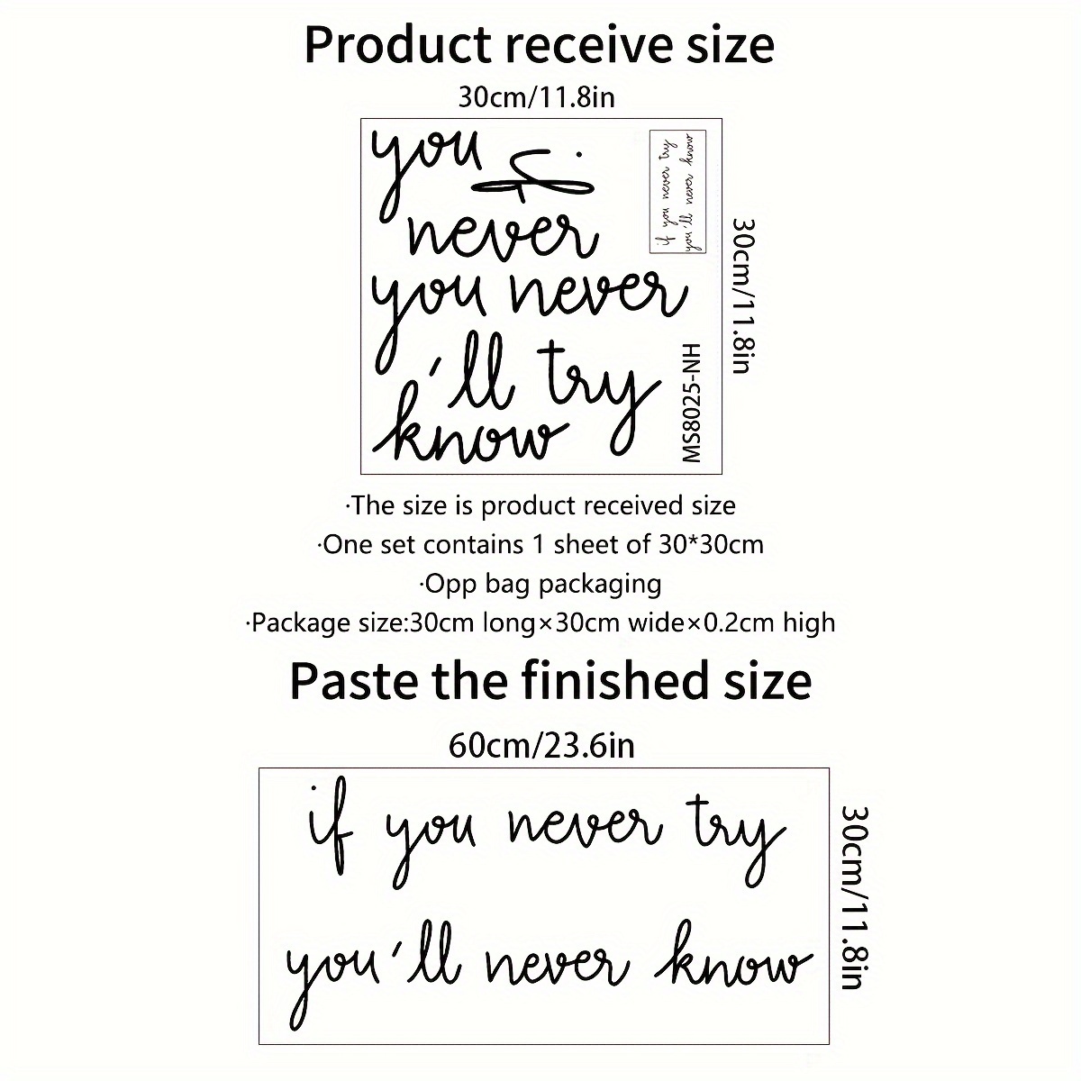 1 English Inspirational Quote Wall Decal | Self-adhesive Polyvinyl Decoration For Bedroom And Living Room, Single Use